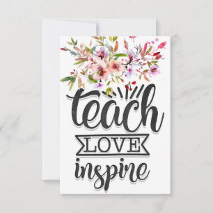 Leraar Teach Love Inspire Bedankkaart