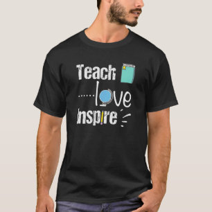 Leraar Teach Love Inspire Book Wereldbol Pencil T-shirt