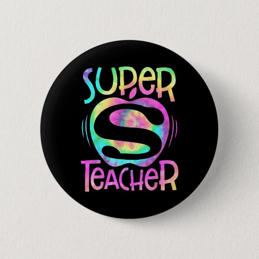 Leraar Terug naar school Apple Tie Dye Funny First Ronde Button 5,7 Cm (Voorkant)