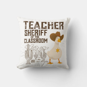 Leraar Terug naar school Cowboy Retro Goose Funny Kussen