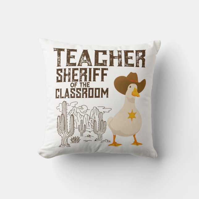 Leraar Terug naar school Cowboy Retro Goose Funny Kussen (Voorkant)