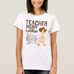 Leraar Terug naar school Cowboy Retro Goose Funny T-shirt