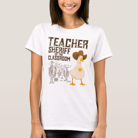 Leraar Terug naar school Cowboy Retro Goose Funny T-shirt (Voorkant)