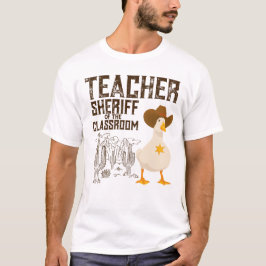 Leraar Terug naar school Cowboy Retro Goose Funny T-shirt
