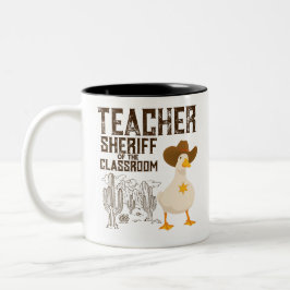 Leraar Terug naar school Cowboy Retro Goose Funny Tweekleurige Koffiemok