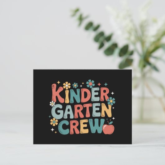 Leraar terug naar school Kindergarten Crew Briefkaart (Staand voorkant)