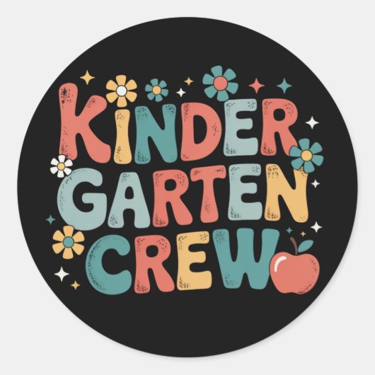 Leraar terug naar school Kindergarten Crew Ronde Sticker (Voorkant)