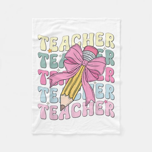 Leraar Terug naar school Leraren Coquette Bow Penc Fleece Deken (Voorkant)