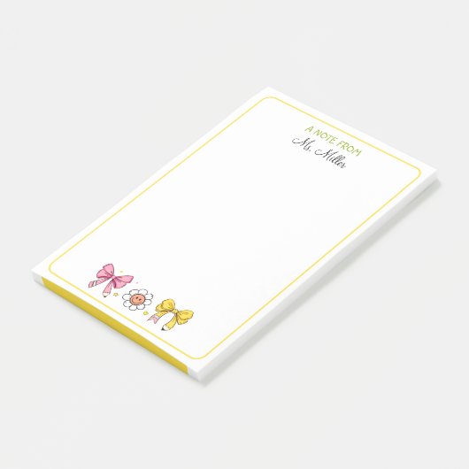 Leraar Terug naar school Schattige Bow Pencil Roze Post-it® Notes (Schuin)