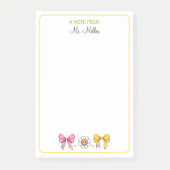 Leraar Terug naar school Schattige Bow Pencil Roze Post-it® Notes (Voorkant)