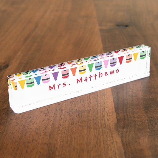Leraar Terug naar schoolklapkleurkrayon Naambordje (Zijkant)