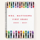 Leraar Terug naar schoolklapkleurkrayon Notitieboek (Voorkant)