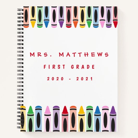 Leraar Terug naar schoolklapkleurkrayon Notitieboek (Voorkant)