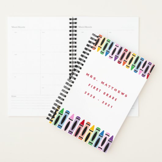 Leraar Terug naar schoolklapkleurkrayon Planner (Display)