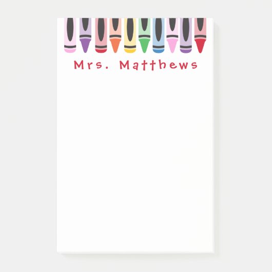 Leraar Terug naar schoolklapkleurkrayon Post-it® Notes (Voorkant)
