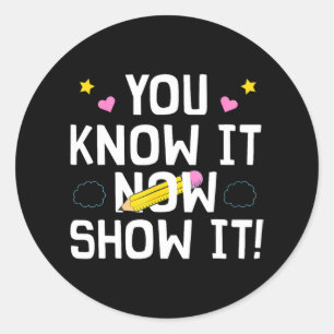 leraar testen voor mannen vrouwen test dag Wiskund Ronde Sticker