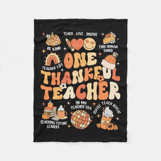 Leraar Thanksgiving Een dankbare Leraar Herfst Aut Fleece Deken (Voorkant)