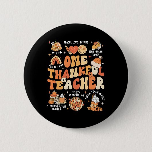 Leraar Thanksgiving Een dankbare Leraar Herfst Aut Ronde Button 5,7 Cm (Voorkant)