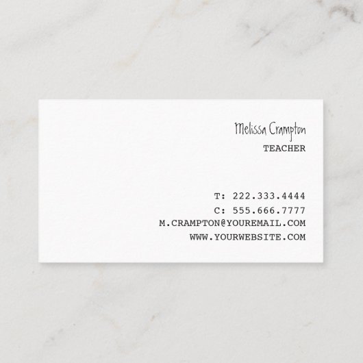 leraar | Thuisonderricht Visitekaartje (Achterkant)