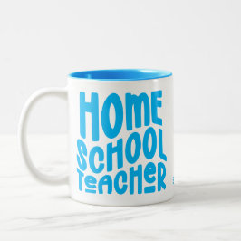 Leraar thuisonderwijs | Blauwe Typografie Tweekleurige Koffiemok