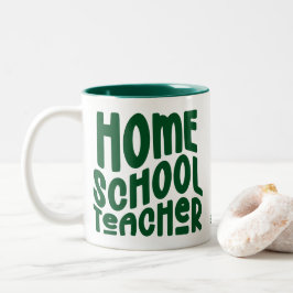 Leraar thuisonderwijs | Groen typografie ontwerp Tweekleurige Koffiemok