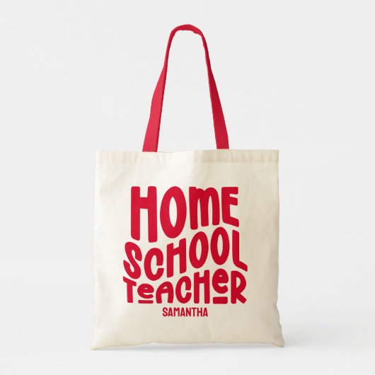 Leraar thuisonderwijs | Rode Tekst Ontwerp Tote Bag (Achterkant)