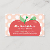 Leraar Tutor Leuke Apple & Worm Pastel Roze Visitekaartje (Voorkant)