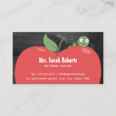 Leraar Tutor Leuke Apple & Worm Rustiek krijtbord Visitekaartje (Voorkant)