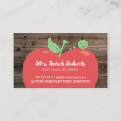 Leraar Tutor Leuke Apple & Worm Schuur Hout Visitekaartje (Voorkant)