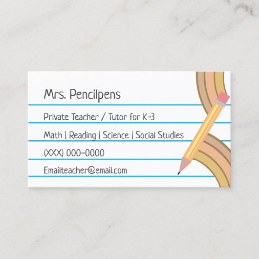 Leraar Tutor Neutral Boho Rainbow Flashcard Visitekaartje (Voorkant)