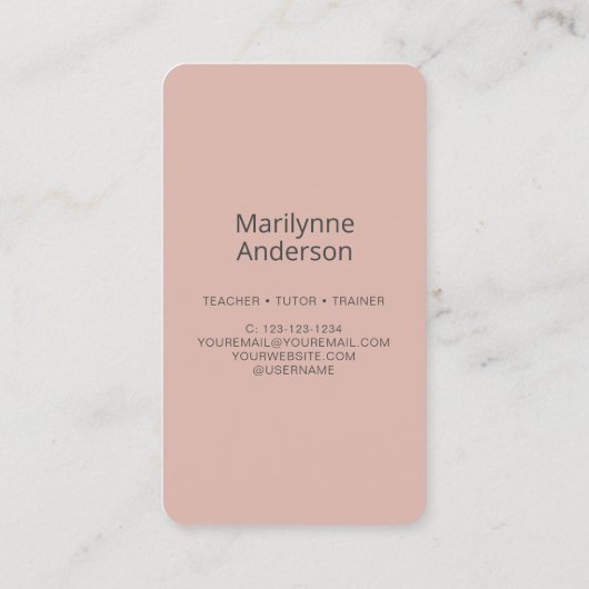 Leraar Tutor Roze Woord Cloud Visitekaartje (Achterkant)