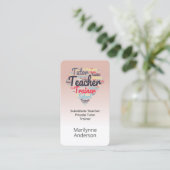 Leraar Tutor Roze Woordwolk Visitekaartje (Staand voorkant)