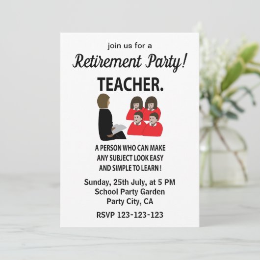 Leraar Tutor School Pensioen Party Teacher Kaart (Staand voorkant)