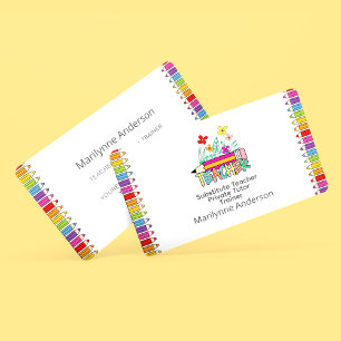 Leraar Tutor Trainer Regenboog Potloden Visitekaartje