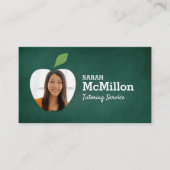 Leraar Tutoring Green Chalkboard Apple Foto Visitekaartje (Voorkant)