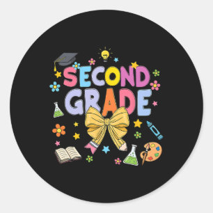 Leraar Tweede Klas Kinderen Coquette Strik Potlood Ronde Sticker