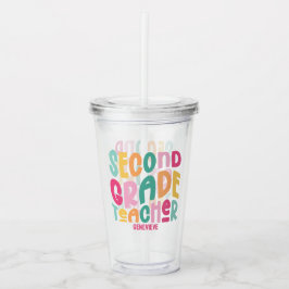 Leraar Tweede Klas Kleurrijk Typografie Ontwerp Acryl Drinkbeker