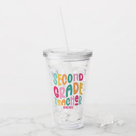 Leraar Tweede Klas Kleurrijk Typografie Ontwerp Acryl Drinkbeker