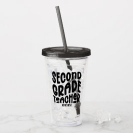 Leraar Tweede Klas Zwart Typografie Ontwerp Acryl Drinkbeker