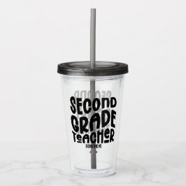 Leraar Tweede Klas Zwart Typografie Ontwerp Acryl Drinkbeker