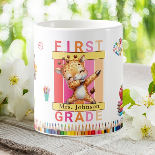 Leraar uit de eerste klas dabbing Giraffe Koffiemok