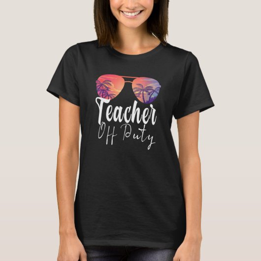 Leraar uit dienst Zonnebril Beach Sunset School Te T-shirt (Voorkant)