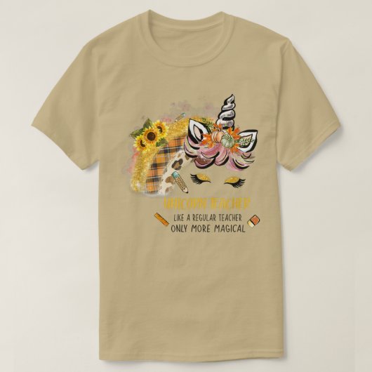 Leraar Unicorn Thanksgiving Unicorn leraar Autum T-shirt (Design voorkant)