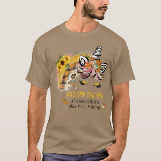 Leraar Unicorn Thanksgiving Unicorn leraar Autum T-shirt