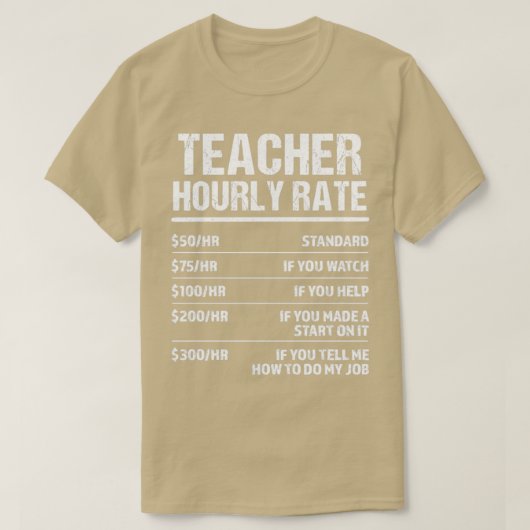 Leraar Uurly rate Funny Birthday Gift T-shirt (Design voorkant)