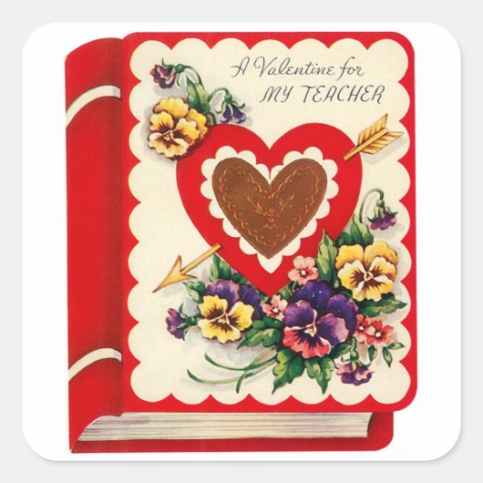 Leraar Valentijn Boek Vierkante Sticker (Voorkant)