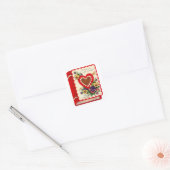 Leraar Valentijn Boek Vierkante Sticker (Envelop)