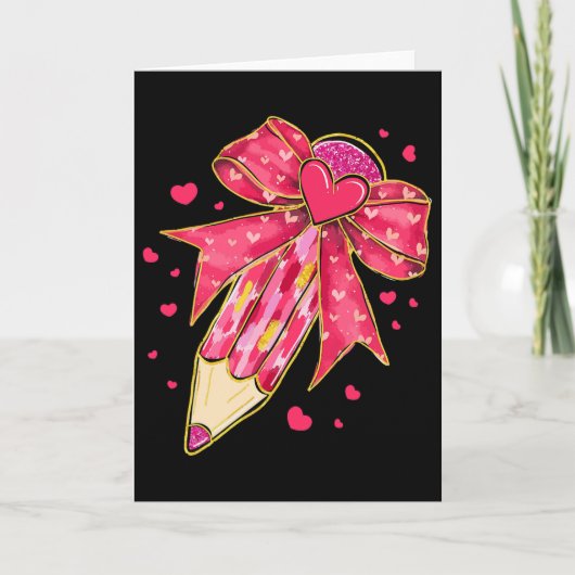 Leraar Valentijn Coquette Strik Potlood 1 Kaart (Voorkant)