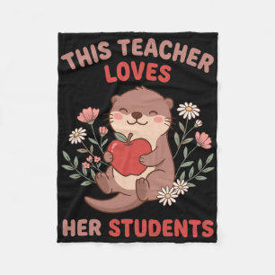 Leraar Valentijn Otter Appel Liefde Studenten Bloe Fleece Deken