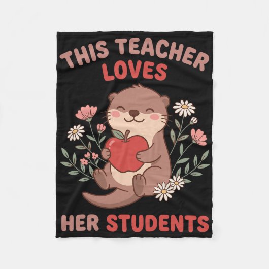 Leraar Valentijn Otter Appel Liefde Studenten Bloe Fleece Deken (Voorkant)